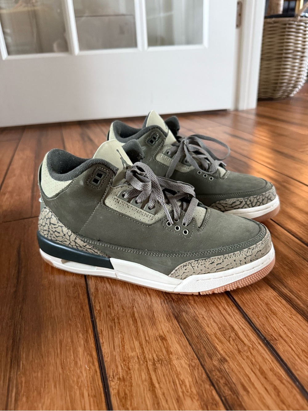 Boy’s Air Jordan retro 3 Olive Green Suede Sneakers